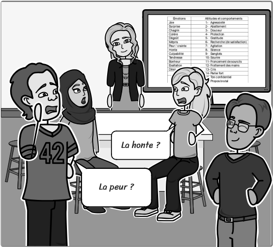 émotions bande dessinée noir et blanc