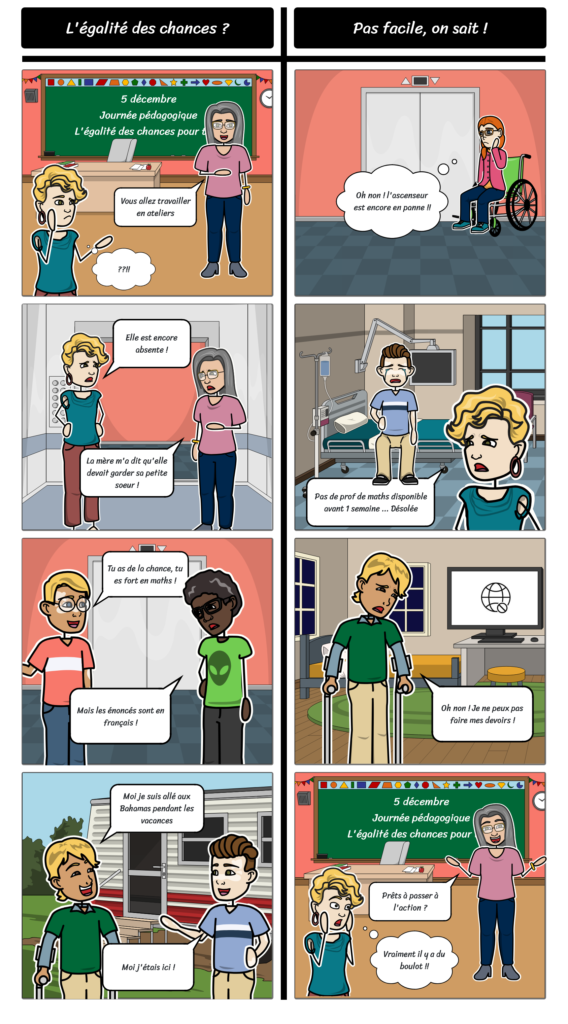 Bande dessinée originale création E=mc³ égalité des chances 